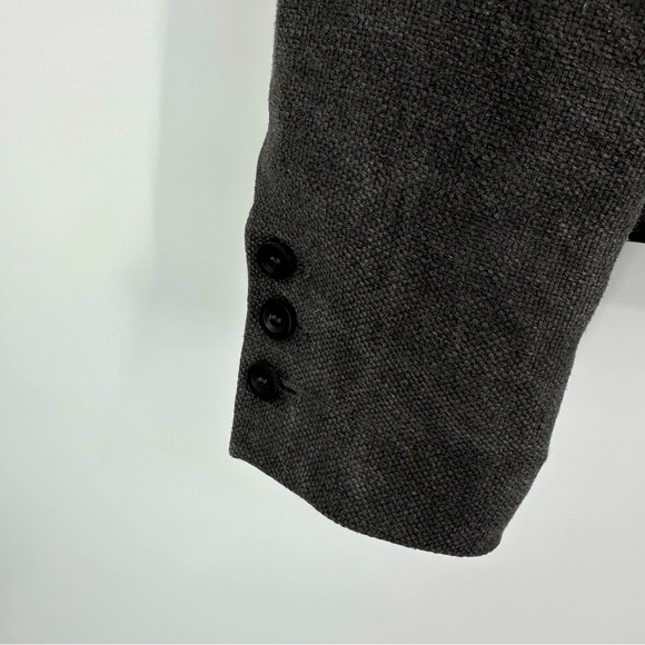 J Brand Zooey Linen Leather Trim Blazer Slate Gray Black Size 4 - Picture 4 of 9